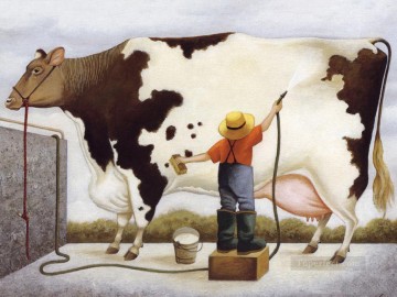 cow bathing Oil Paintings